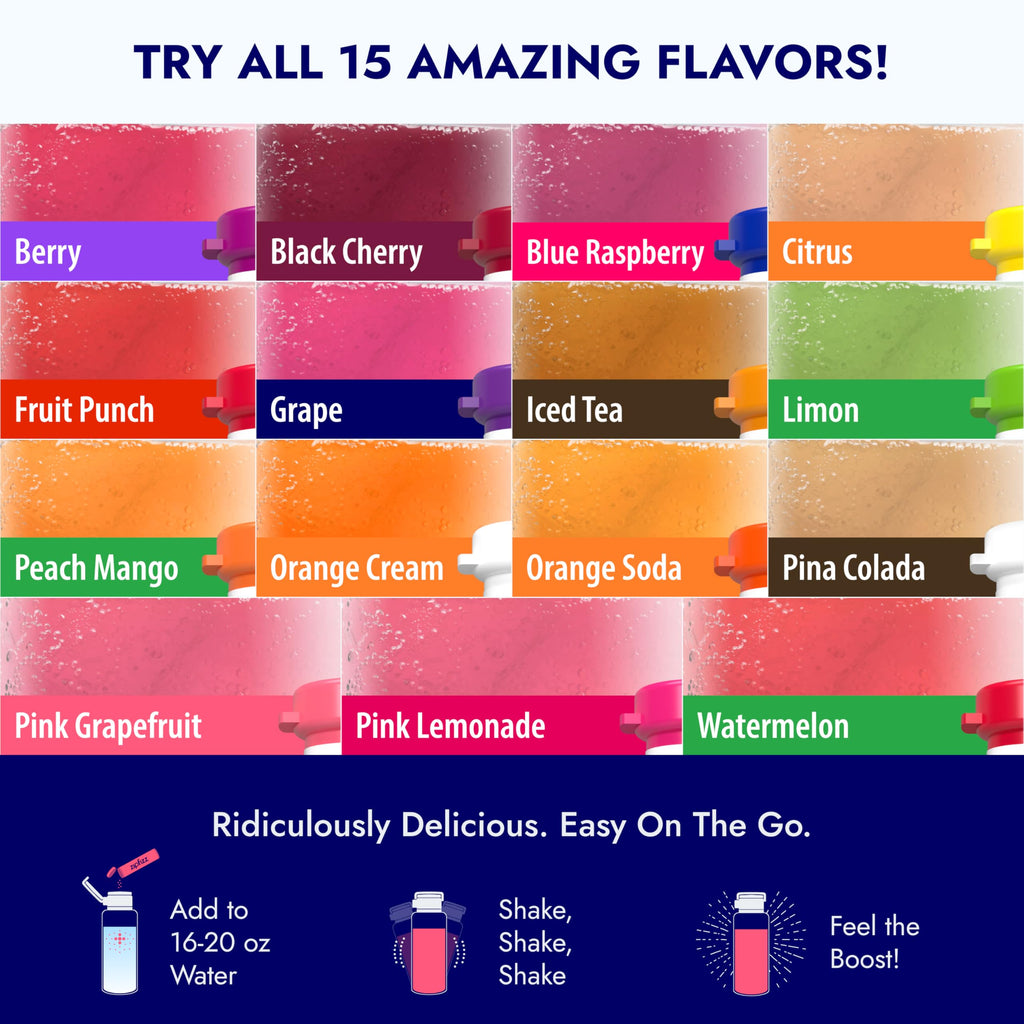 Zipfizz Daily Energy Drink Powder, Variety Pack, 15 Pack | 3-in-1 Sustained Energy, Rapid Hydration, and Essential Vitamins | Sugar-Free | Electrolyte Powder | Contains Vitamin B-12 & Antioxidants