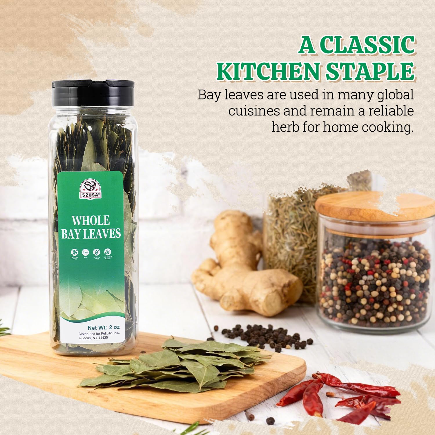 52USA Bay Leaves Whole, 2 oz, Dried Bay Leaves, All Natural, Gluten Free, Caffeine Free, No Sugar, Laurel Herbs for Cooking