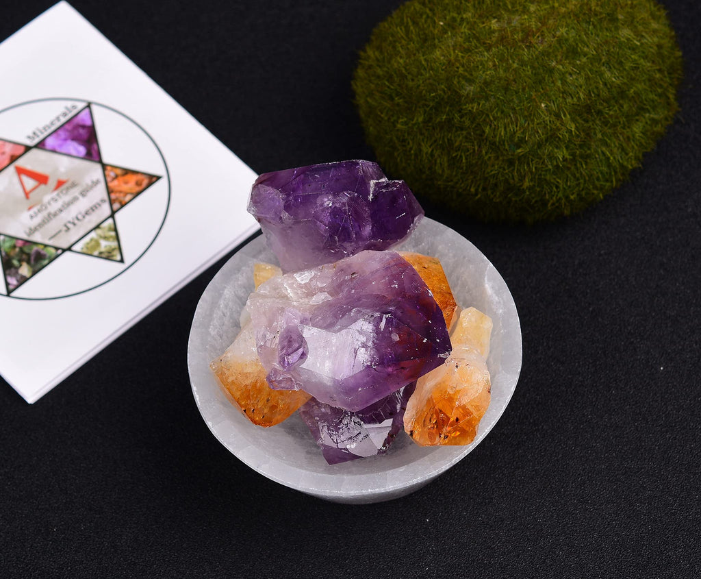 AMOYSTONE Natural Selenite Charging Bowl with Mandala Engraving 3.5-4'' Energy Cleansing Crystal Plate for Healing Meditation and Spiritual Home Decor