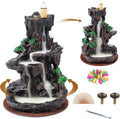 SPACEKEEPER Incense Burner, Backflow Incense Holder 2 Sides Waterfall Incense Burnier with 120 Backflow Incense Cones, 30 Incense Sticks, Aromatcherapy Ornamen for Home