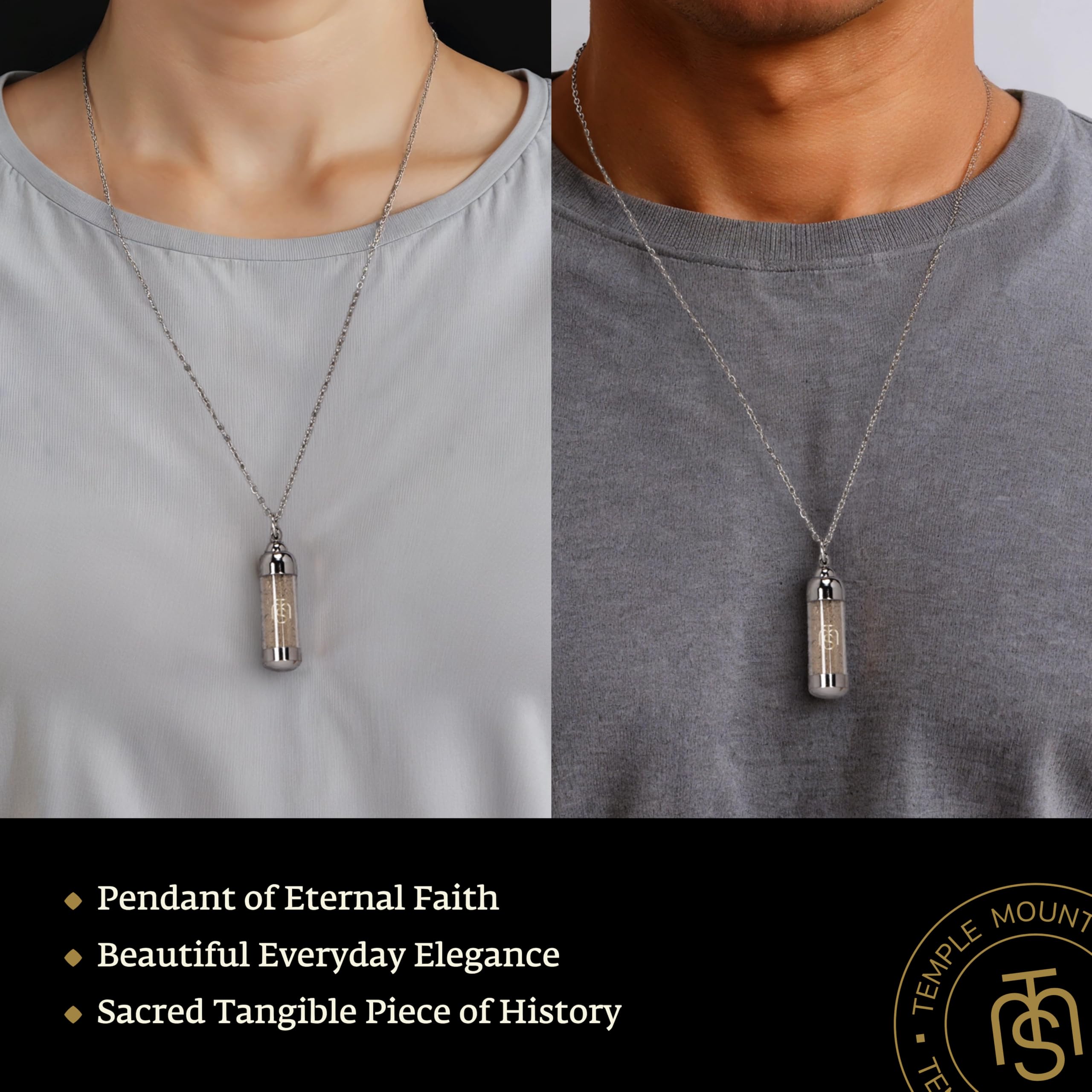 Authentic Temple Mount Christian Necklace for Women & Men – Expert-Certified Sacred Soil Jewelry, Rare Faith-Based Holy Land Soil Pendant from Jerusalem – Spiritual Religious Biblical Easter Gift