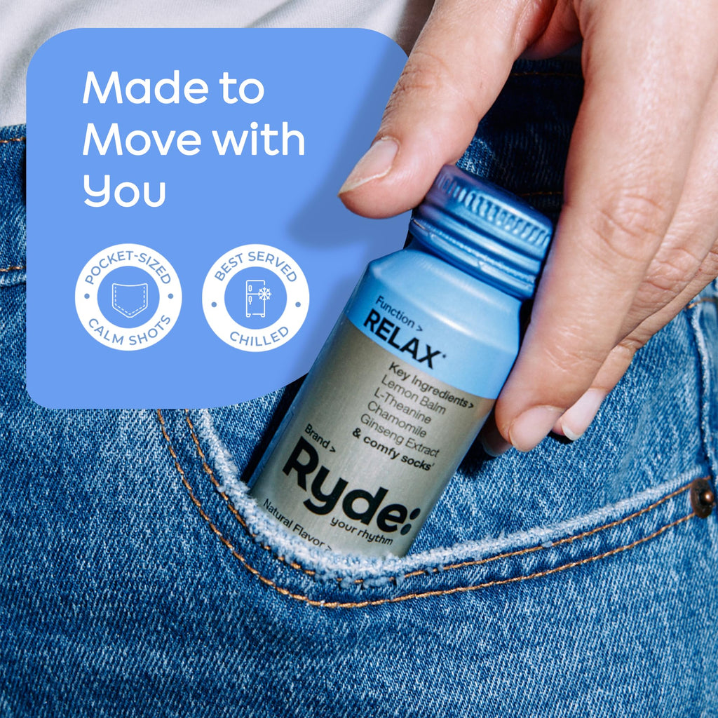 Ryde: Energize Shot | Tropical Flavor | Green Tea Caffeine, Taurine, Ginseng Extract & B Vitamins | 0 Calories, 0 Sugar | 2 FL OZ Shots | Boosts energy* (8 Pack)