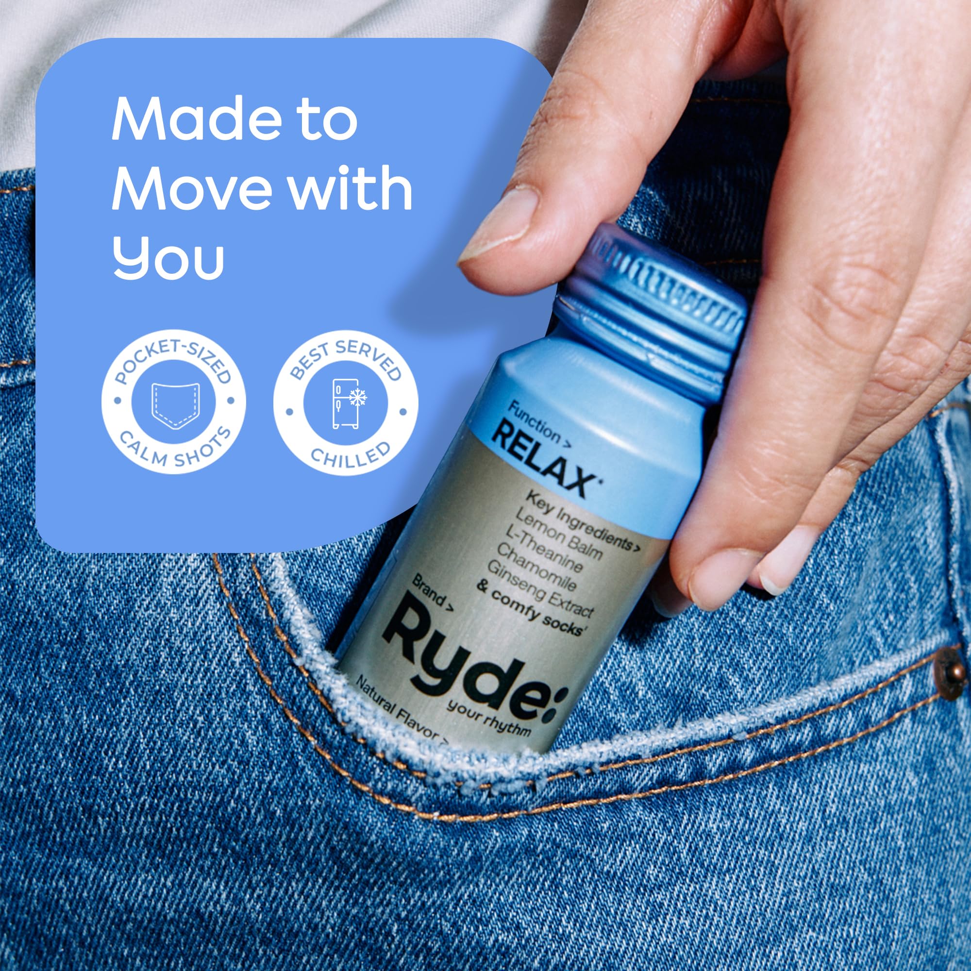Ryde: Energize Shot | Tropical Flavor | Green Tea Caffeine, Taurine, Ginseng Extract & B Vitamins | 0 Calories, 0 Sugar | 2 FL OZ Shots | Boosts energy* (8 Pack)