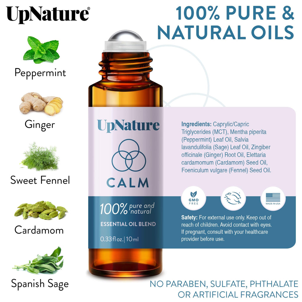 UpNature Calm Essential Oil Roll On - Self Care Gifts for Mom Women Her - 100% Natural Aromatherapy Blend for Relaxation Relief