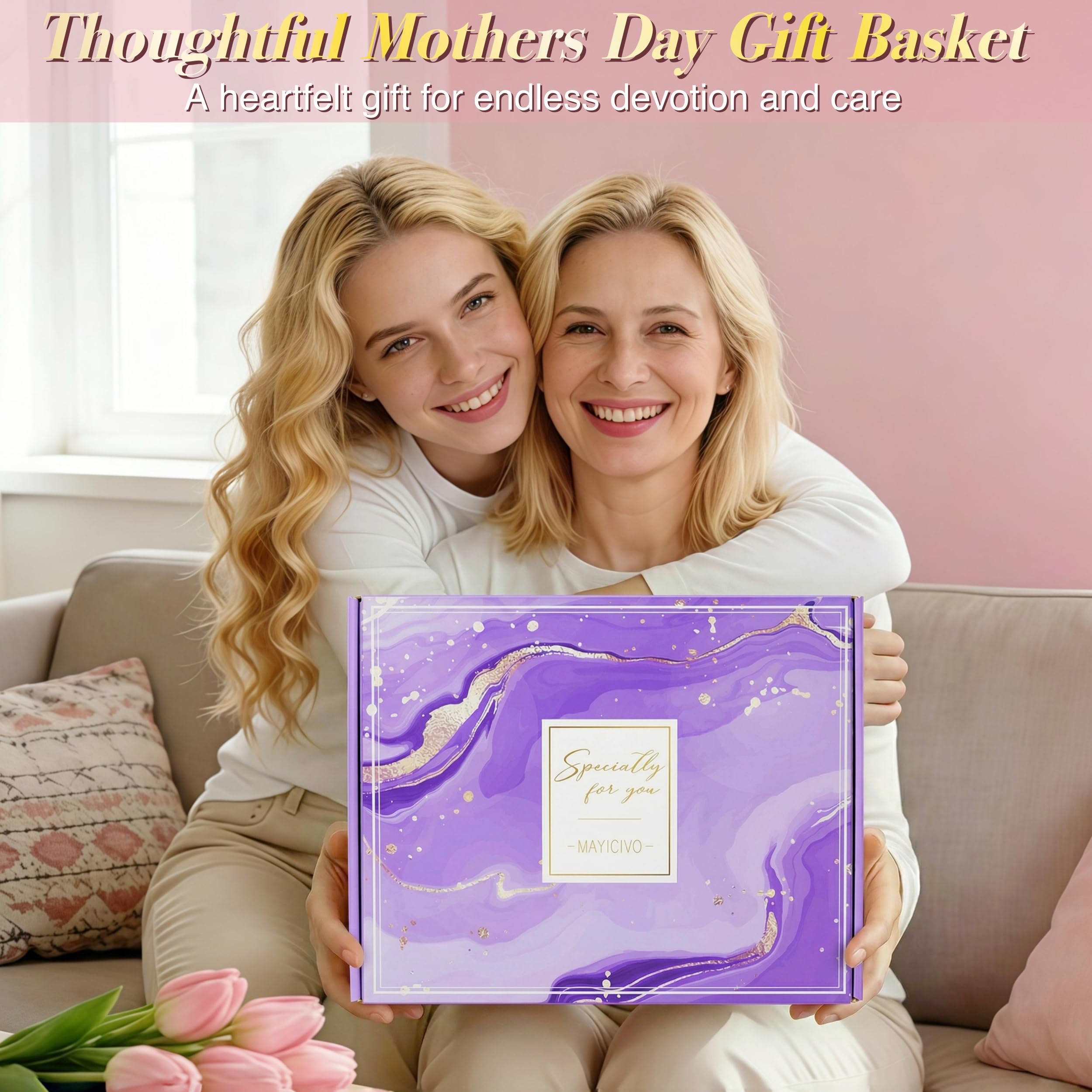 Mothers Day Birthday Gifts for Women Self Care Get Well Soon Gifts, Rose Relaxing Spa Gift Basket Thinking of You Care Package with Flannel Blanket, Unique Gift for Her Mom Wife Grandma Friend Sister