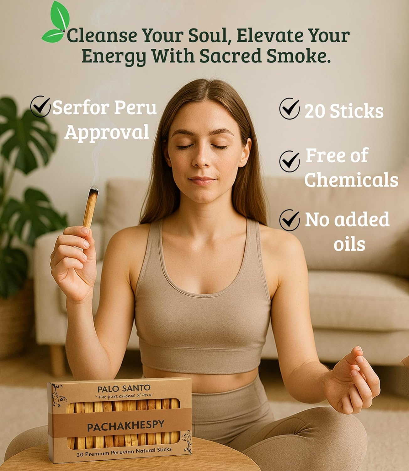 Authentic Premium Palo Santo from Peru 20 Pack of Natural Holy Wood Hand Harvested Smudging Sticks for Home Fragrance Energy Cleansing Meditation Spiritual Rituals Anti Stress Wellness Incense
