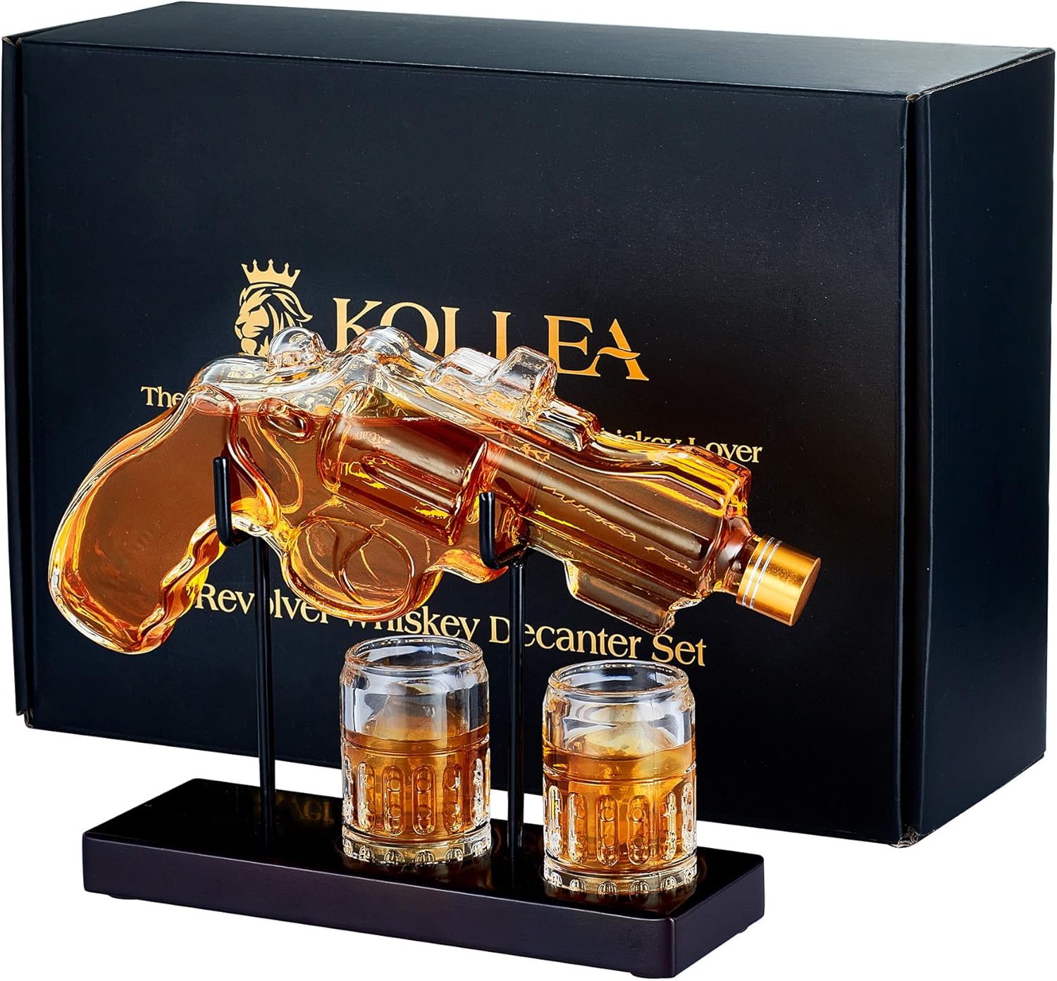 Birthday Gifts for Men Dad, Kollea Gun Whiskey Decanter Set with Shot Glass, Cool Anniversary Ideas for Him Husband Brother, Funny Military Retirement Present, Home Bar Drinking Party, Valentine's Day