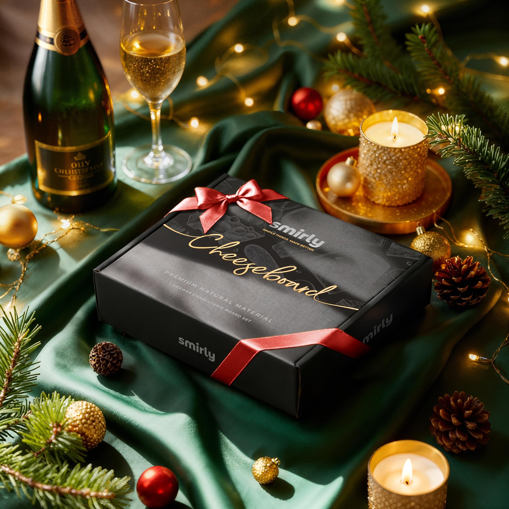 SMIRLY Charcuterie Boards Set - Large Bamboo Cheese Board Set - House Warming Gifts New Home, Wedding Gift for Couple, Bridal Shower Gift, Birthday Gifts for Women