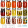 CycleMore 20 Pcs 12oz Glass Mason Jars With Silver Separable Lids, 350ml Round Canning Jars for Honey, Jam, Herb, Wedding Favor, Kitchen Storage Wide Mouth Bottles for Crafts, Meal Prep