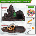 Mountain Waterfall Incense Burner，Backfall Incense Holder River, Incense Falls Meditation Decor for Room with Upgrade Incense Cones and Accessories (5in1 Palo Santo)