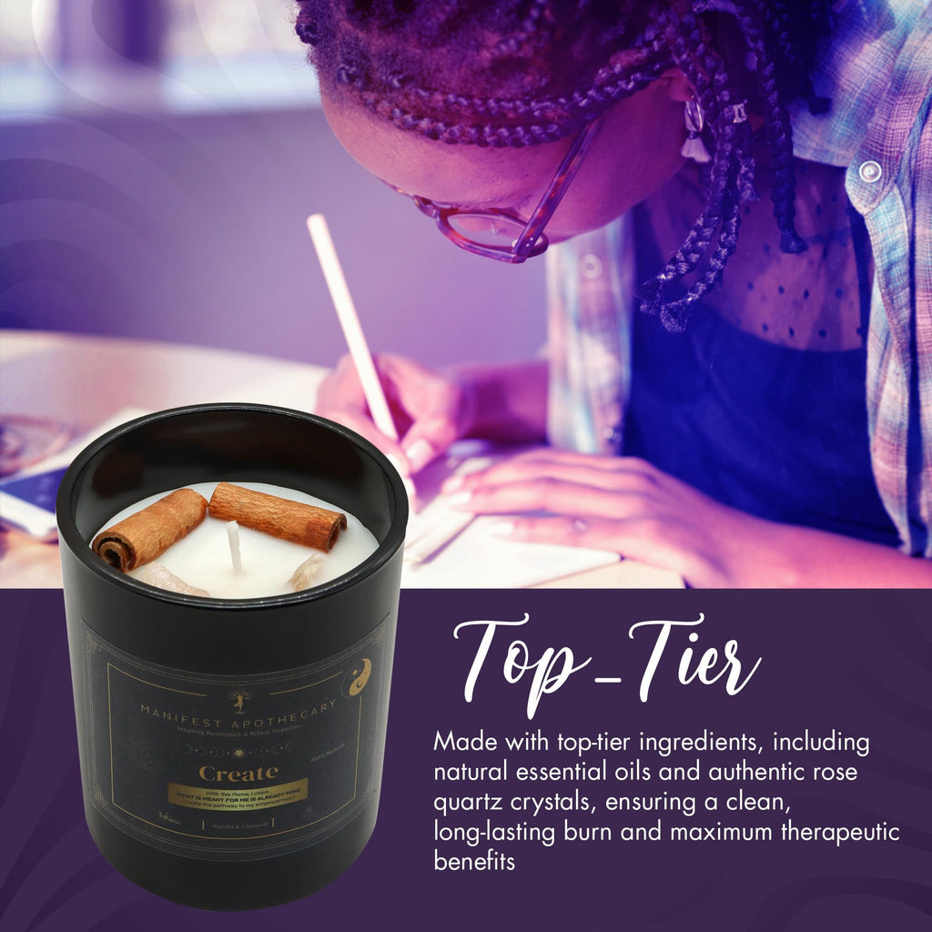 Aromatherapy Scented Candle for Women & Men - Infused with Rose Petals, Cannabis, & Amethyst Crystals - 100% Cotton Wick, 50 Hrs Burn Time & 10.5 Oz Hand-Poured Soy Candle for Relaxation & Mindfulness