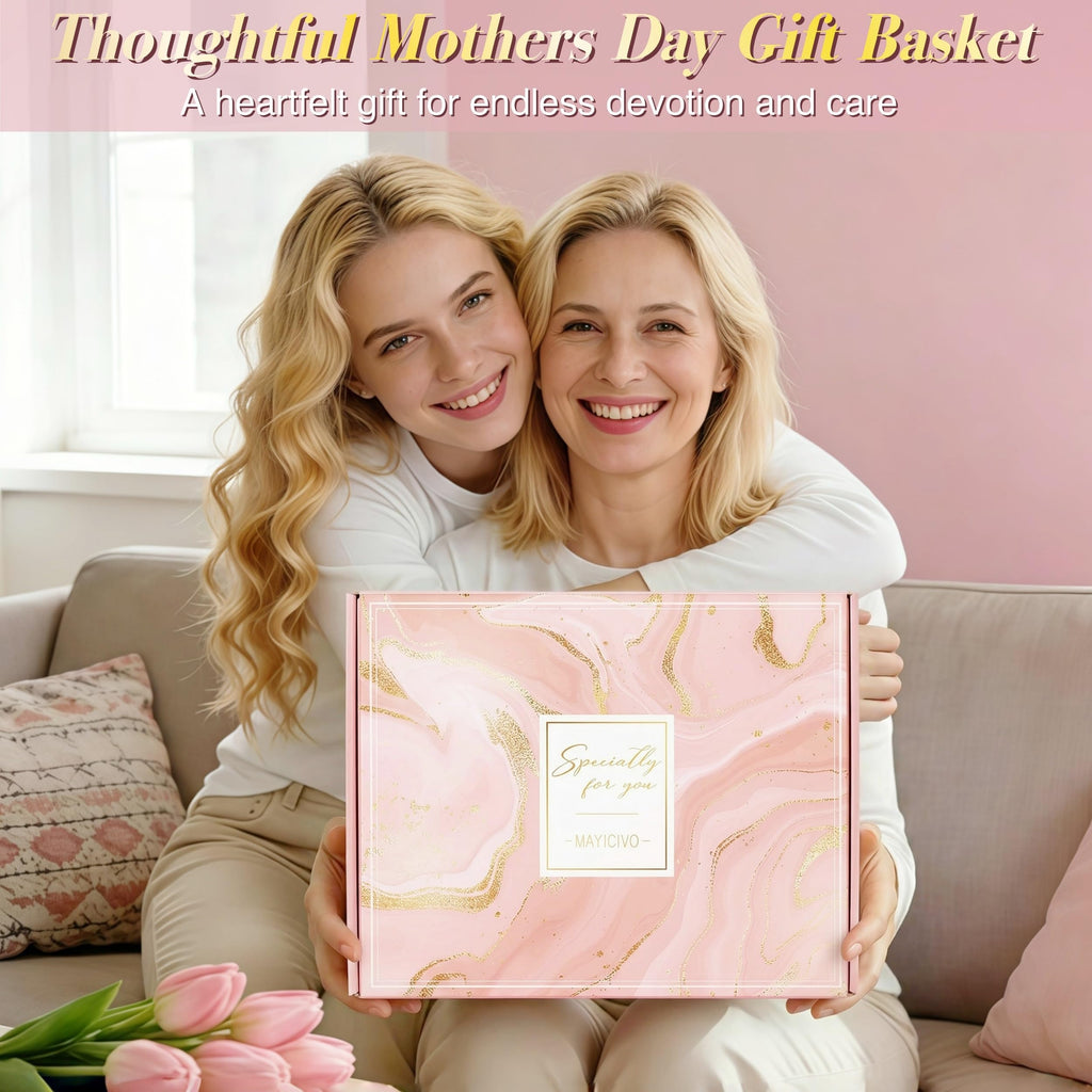 Mothers Day Birthday Gifts for Women Self Care Get Well Soon Gifts, Rose Relaxing Spa Gift Basket Thinking of You Care Package with Flannel Blanket, Unique Gift for Her Mom Wife Grandma Friend Sister