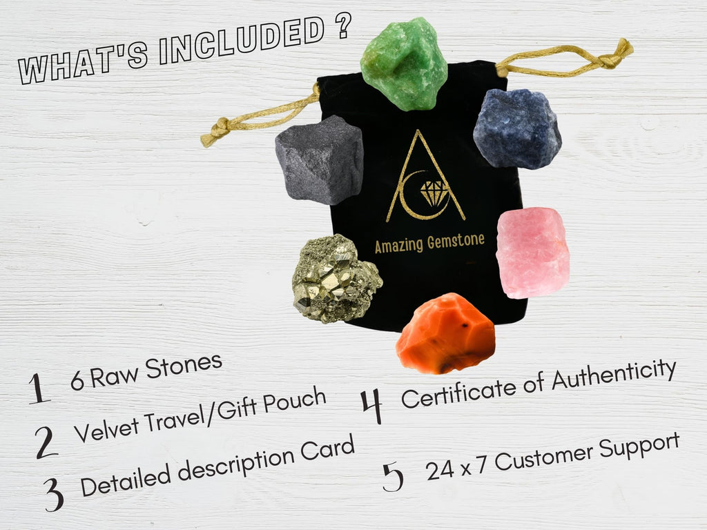 Amazing Gemstone Crystals for House Protection Manifestation, Set of 6 Amethyst, Scolecite, Shungite, Black Tourmaline, Selenite and Moss Agate Healing Crystals and Stones