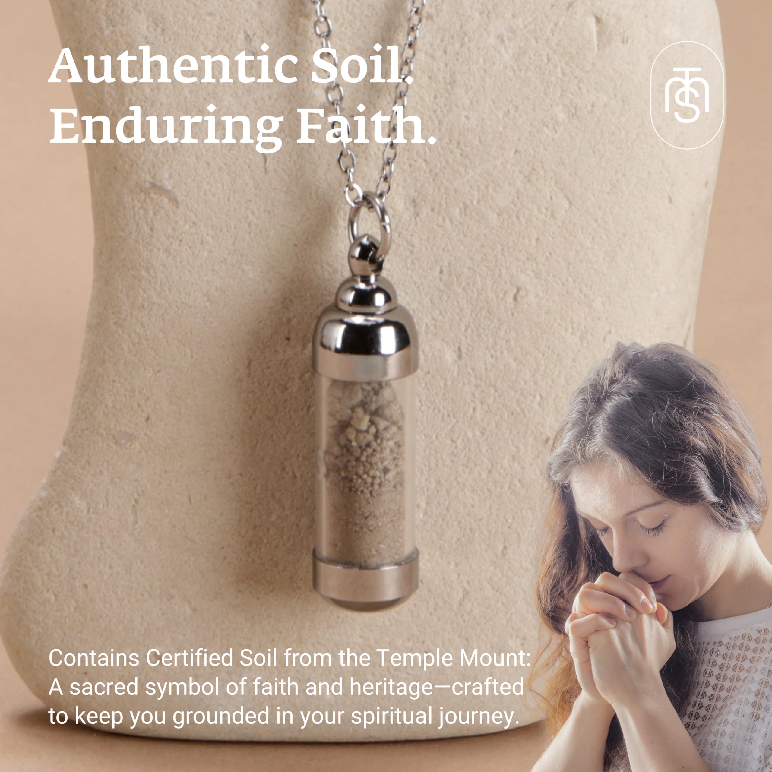 Authentic Temple Mount Christian Necklace for Women & Men – Expert-Certified Sacred Soil Jewelry, Rare Faith-Based Holy Land Soil Pendant from Jerusalem – Spiritual Religious Biblical Easter Gift