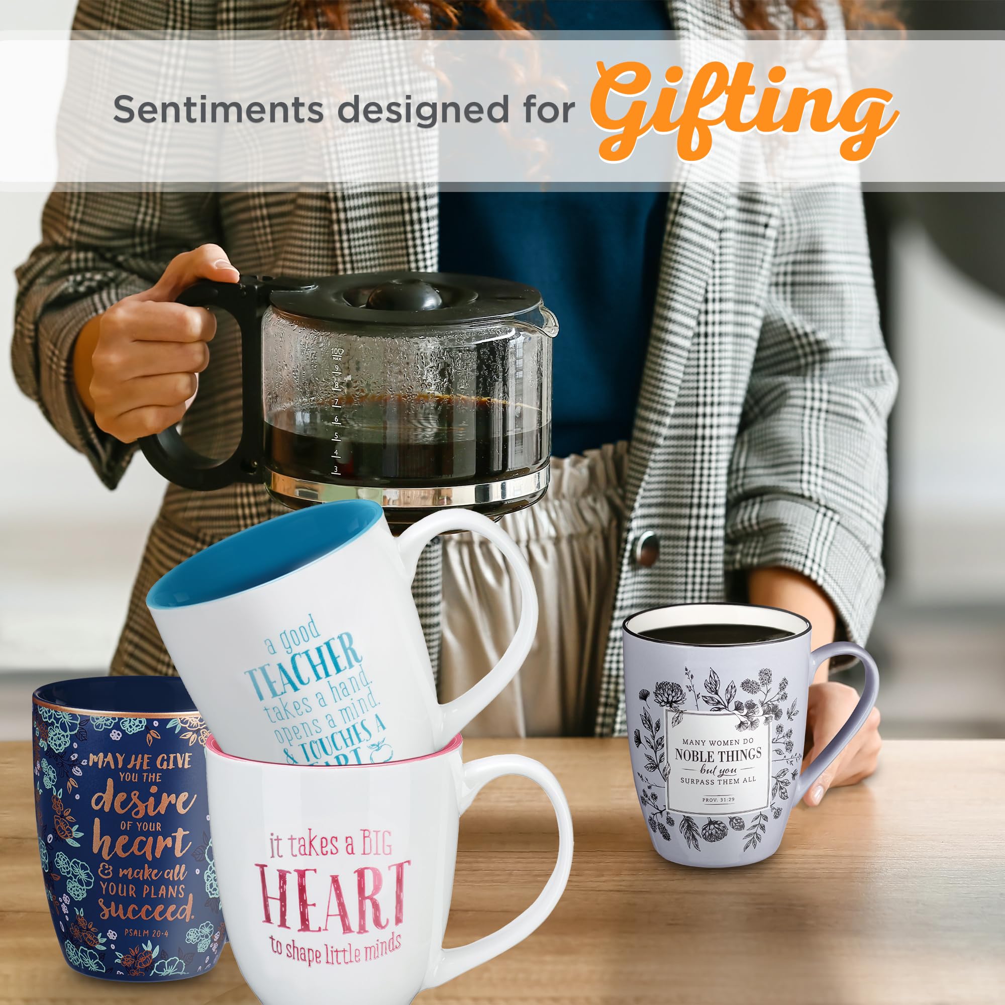 Christian Art Gifts Inspirational Ceramic Coffee & Tea Scripture Mug for Women: All Things are Possible Encouraging Bible Verse, Cute Microwave & Dishwasher Safe Drinkware, White & Pink Floral, 12 oz.
