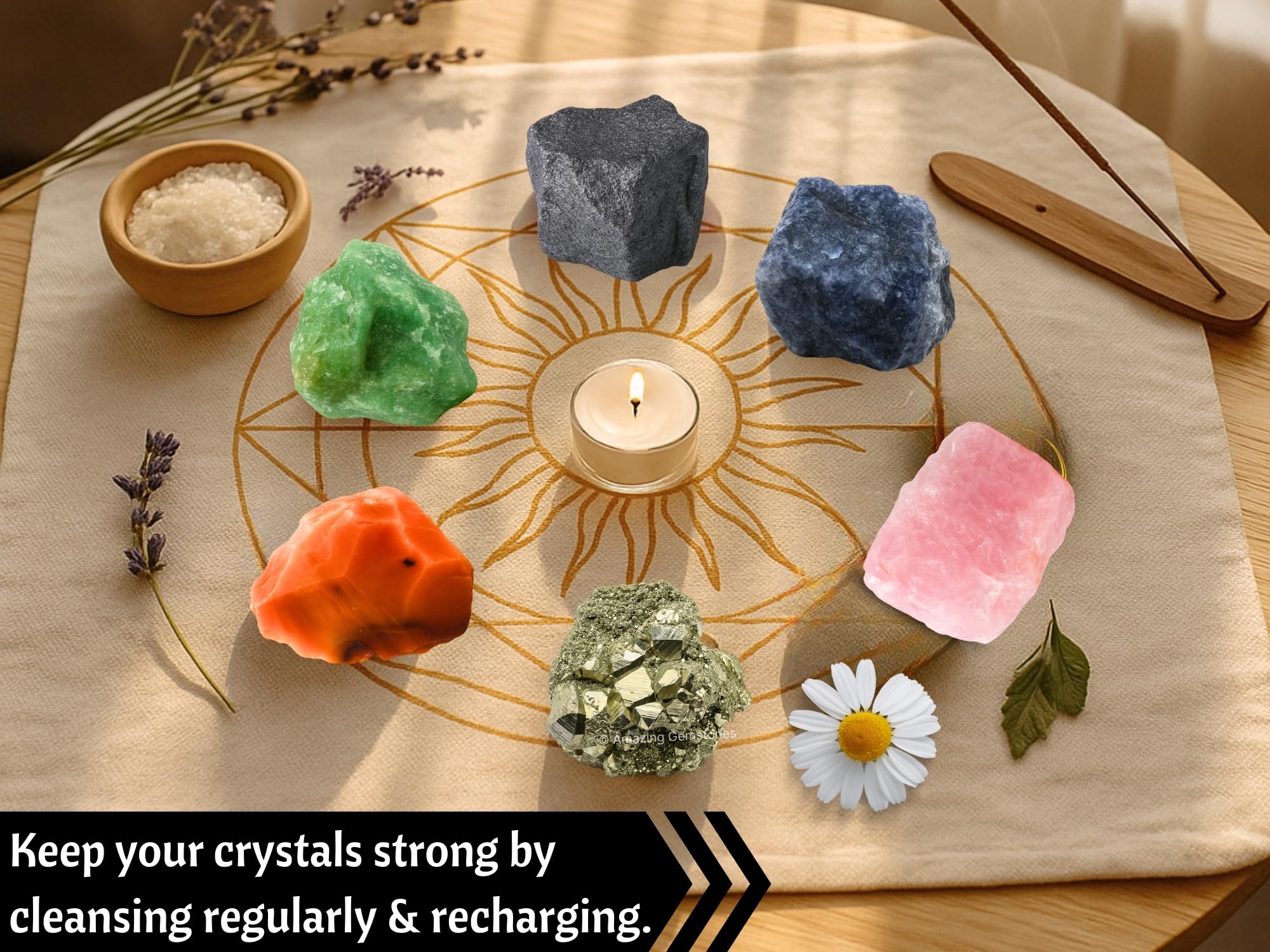 Amazing Gemstone Crystals for House Protection Manifestation, Set of 6 Amethyst, Scolecite, Shungite, Black Tourmaline, Selenite and Moss Agate Healing Crystals and Stones