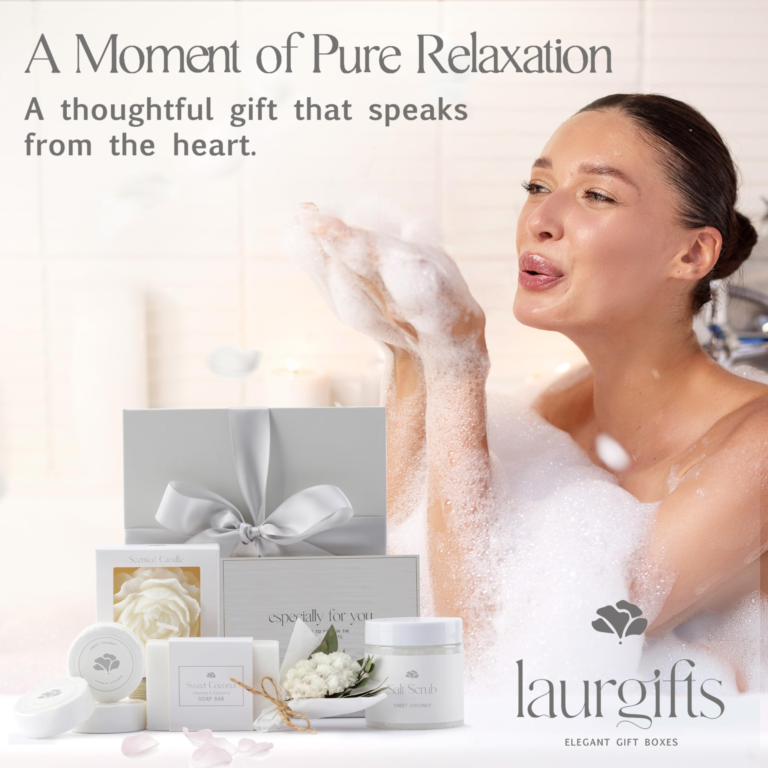 Mothers Day Spa Box for Women – Coffee Scented Candle Set with Bath Bomb & Salt Scrub, Handmade Birthday Present for Her