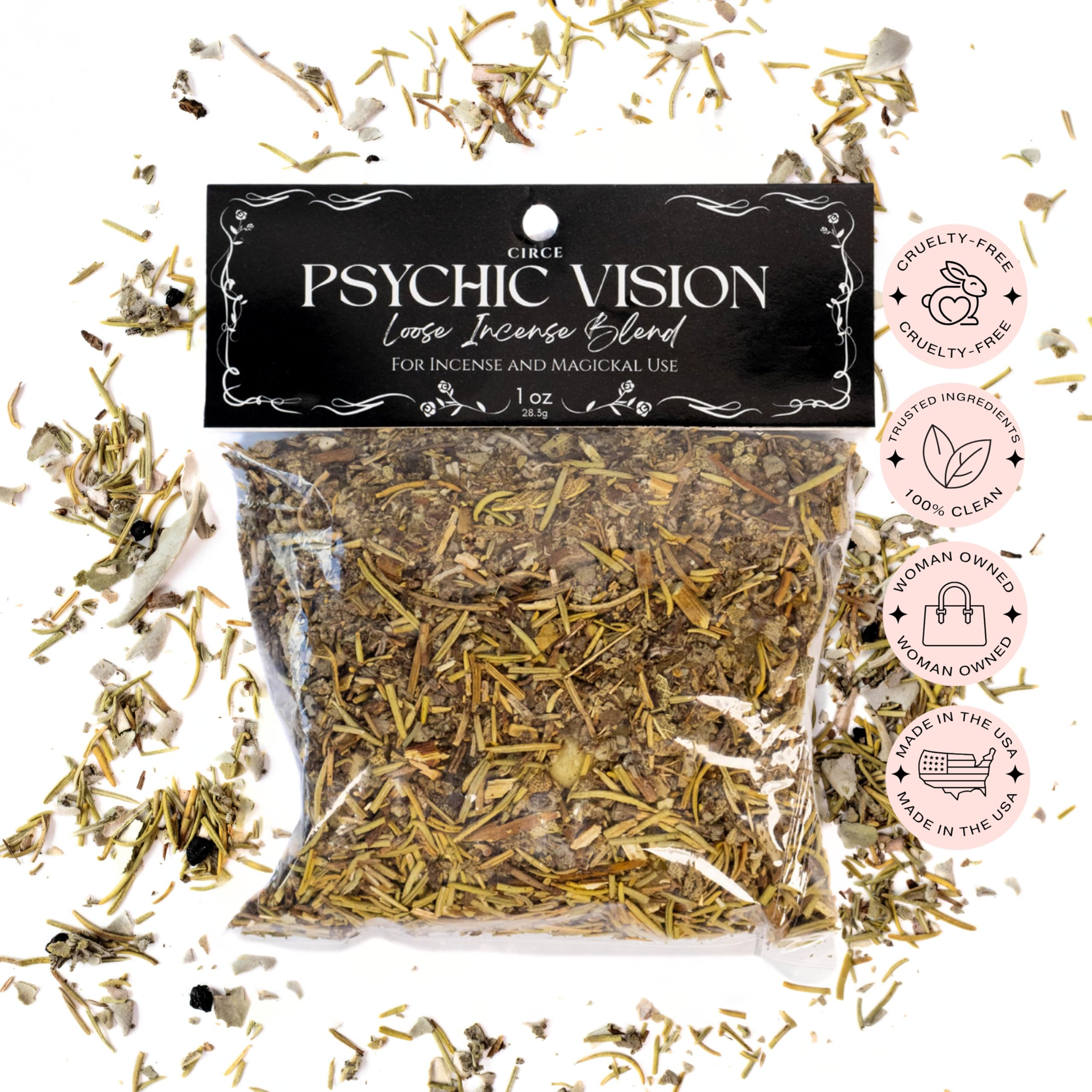 CIRCE Loose Herb Incense Love Spell Aromatic Blend - for Ritual Practices, Amulet Bags, Candle Magic or Loose Incense -Attract New Love or Enhance Existing Flame - Rose Petals & Lavender - 1oz