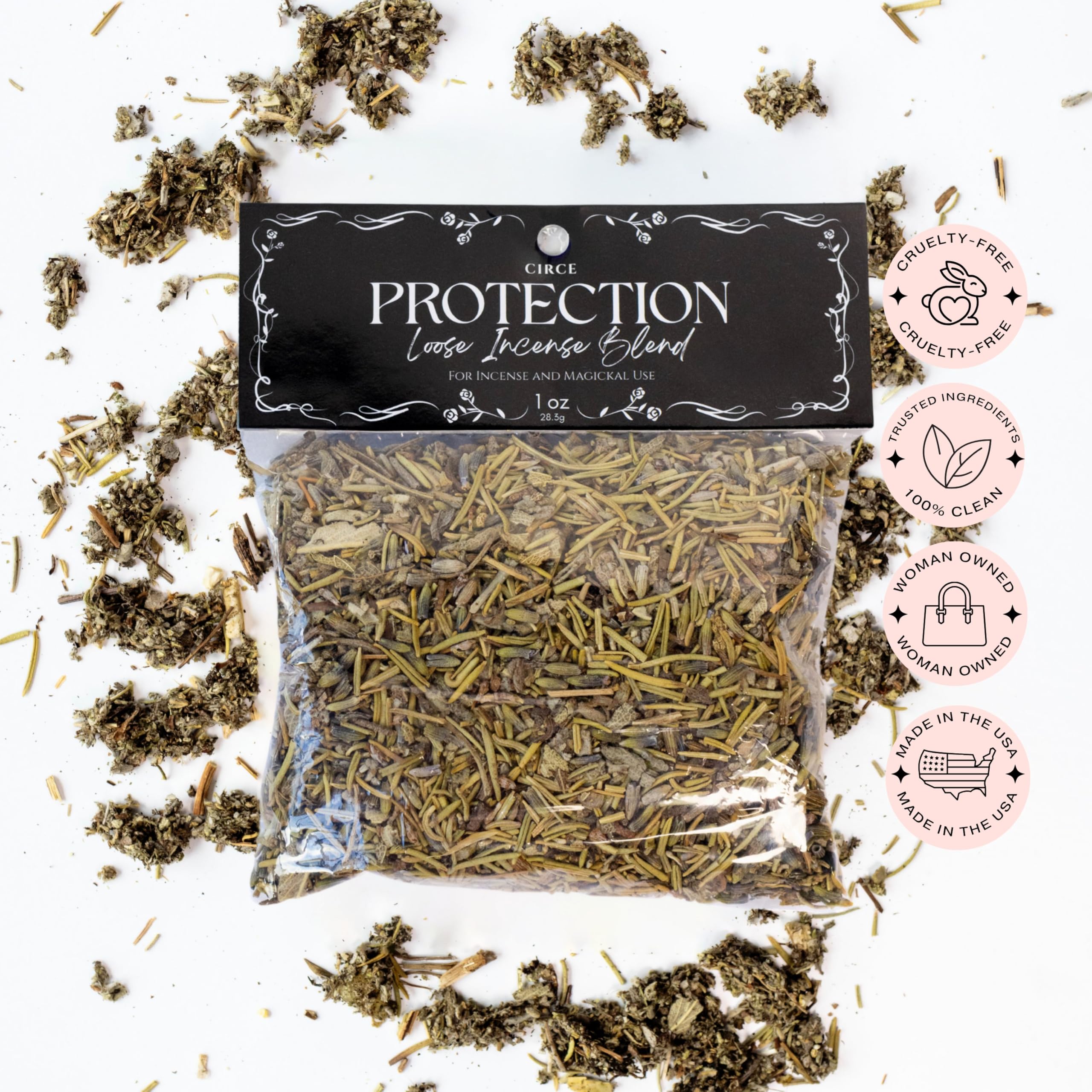 CIRCE Loose Herb Incense Love Spell Aromatic Blend - for Ritual Practices, Amulet Bags, Candle Magic or Loose Incense -Attract New Love or Enhance Existing Flame - Rose Petals & Lavender - 1oz
