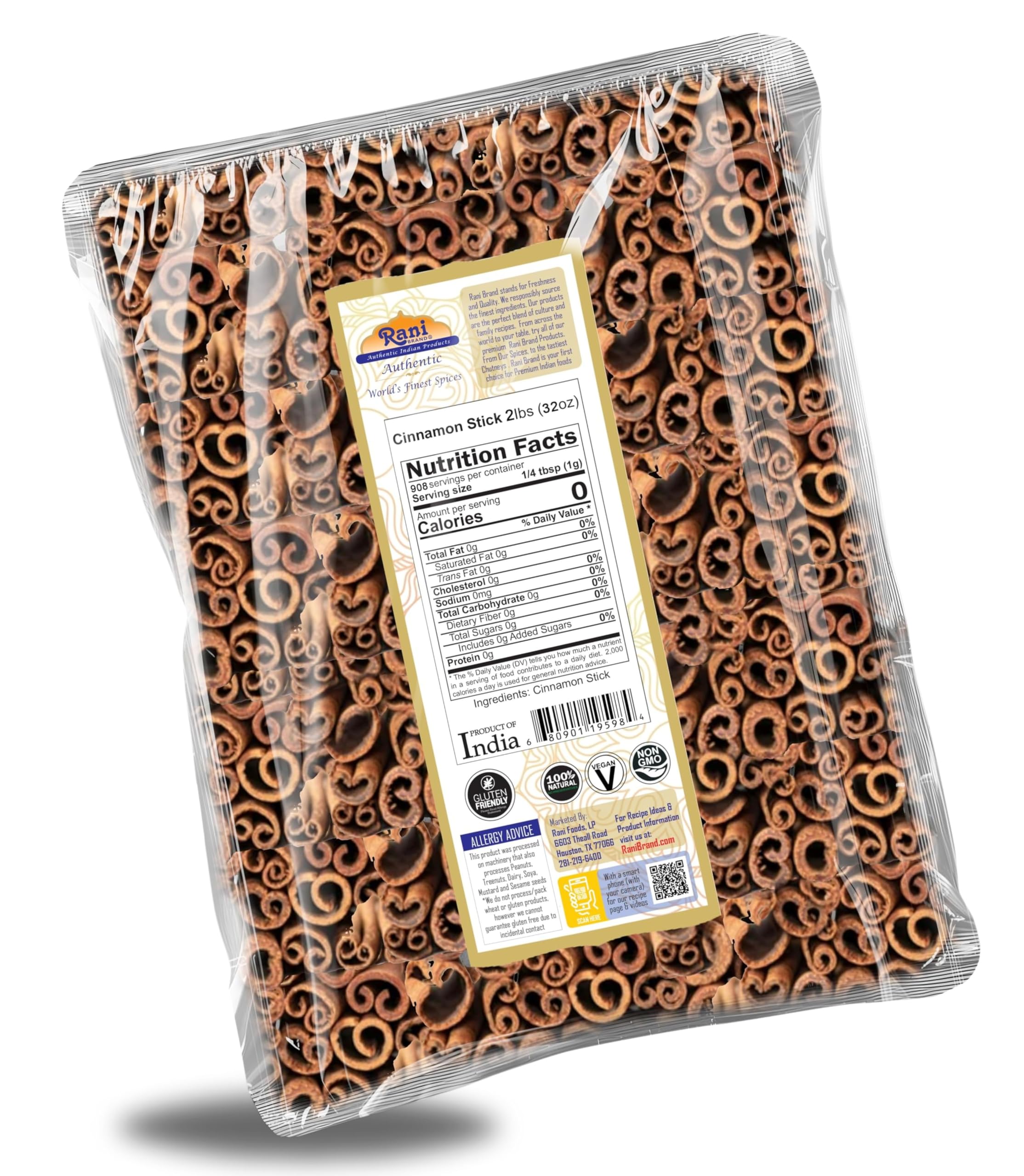 Rani Cinnamon Sticks 7oz (200g) - 36-44 Sticks - Strong Aroma, Perfect for Baking, Cooking & Beverages | 3+ Inches Length - Cassia Saigon Cinnamon from Vietnam | Kosher