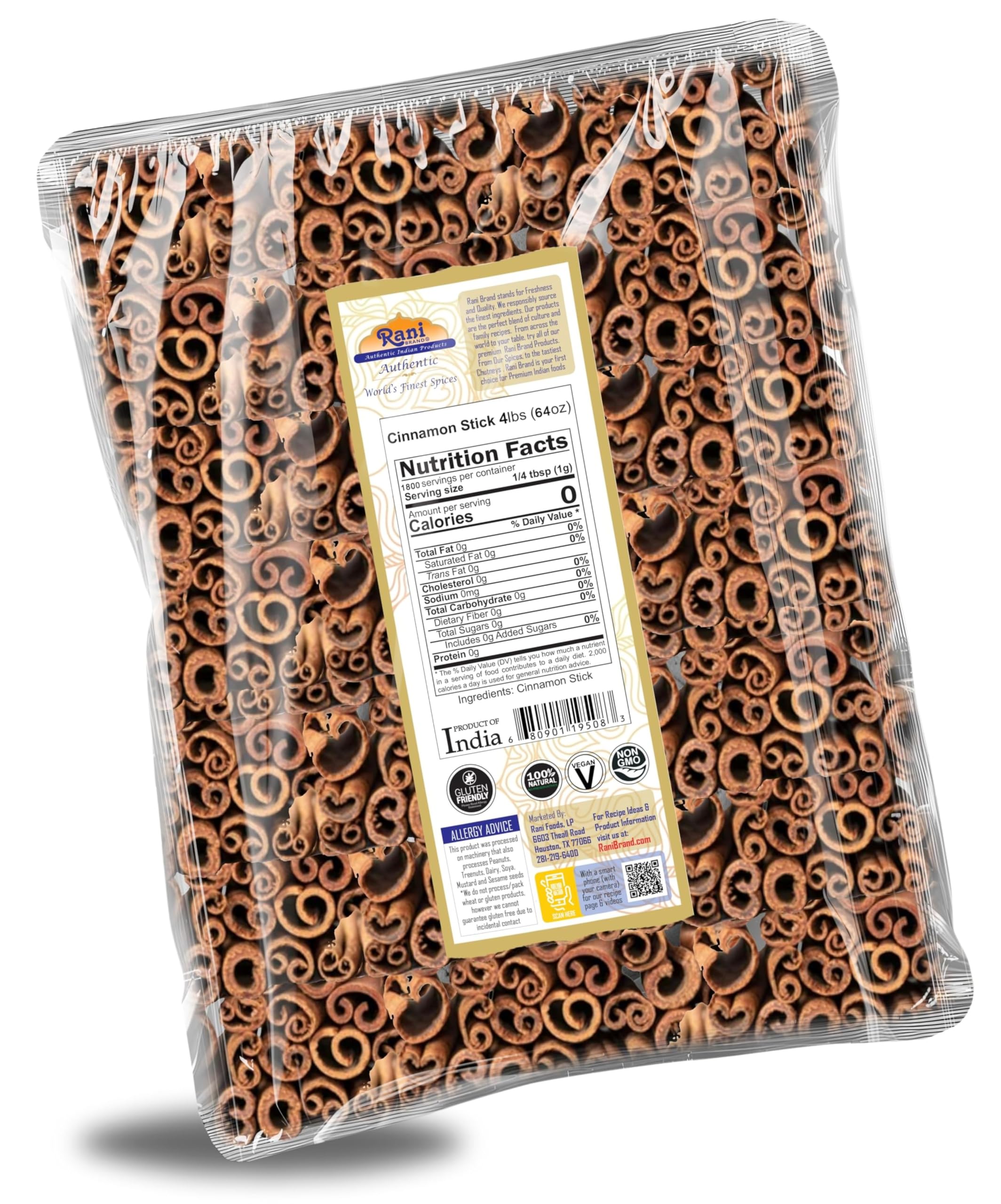 Rani Cinnamon Sticks 7oz (200g) - 36-44 Sticks - Strong Aroma, Perfect for Baking, Cooking & Beverages | 3+ Inches Length - Cassia Saigon Cinnamon from Vietnam | Kosher