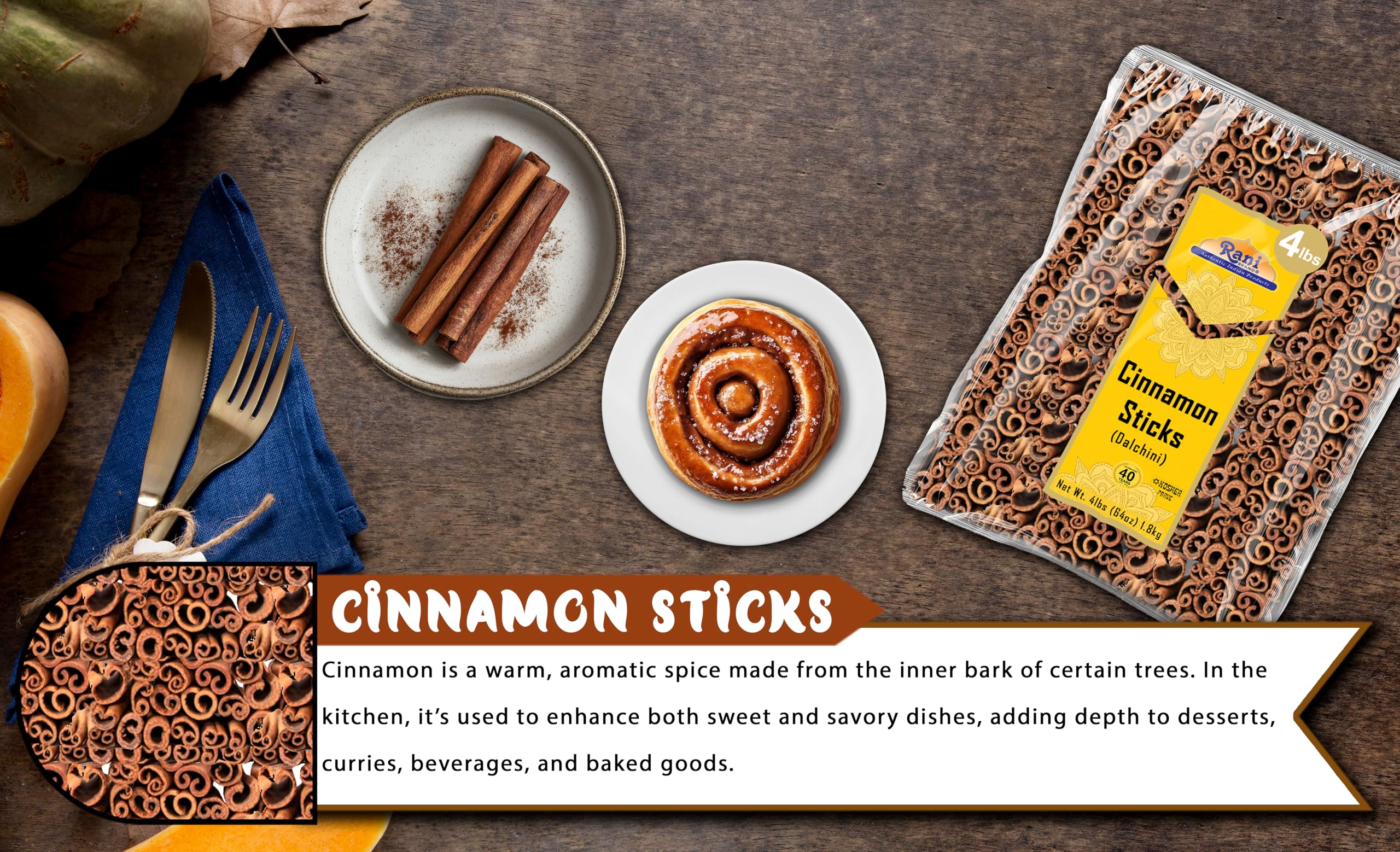 Rani Cinnamon Sticks 7oz (200g) - 36-44 Sticks - Strong Aroma, Perfect for Baking, Cooking & Beverages | 3+ Inches Length - Cassia Saigon Cinnamon from Vietnam | Kosher