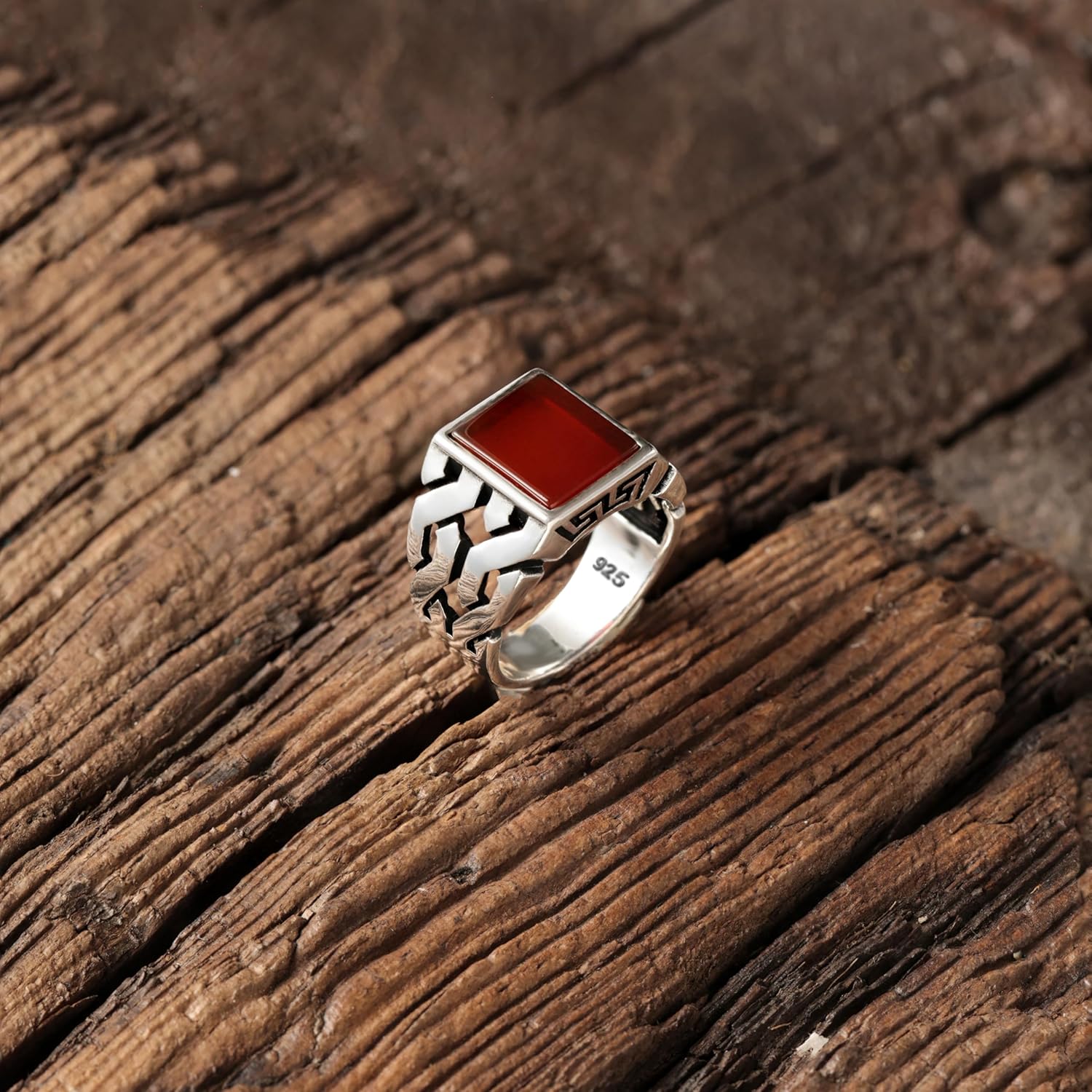 Genuine Solid 925 Sterling Silver, Cuban Link Braided Men's Ring