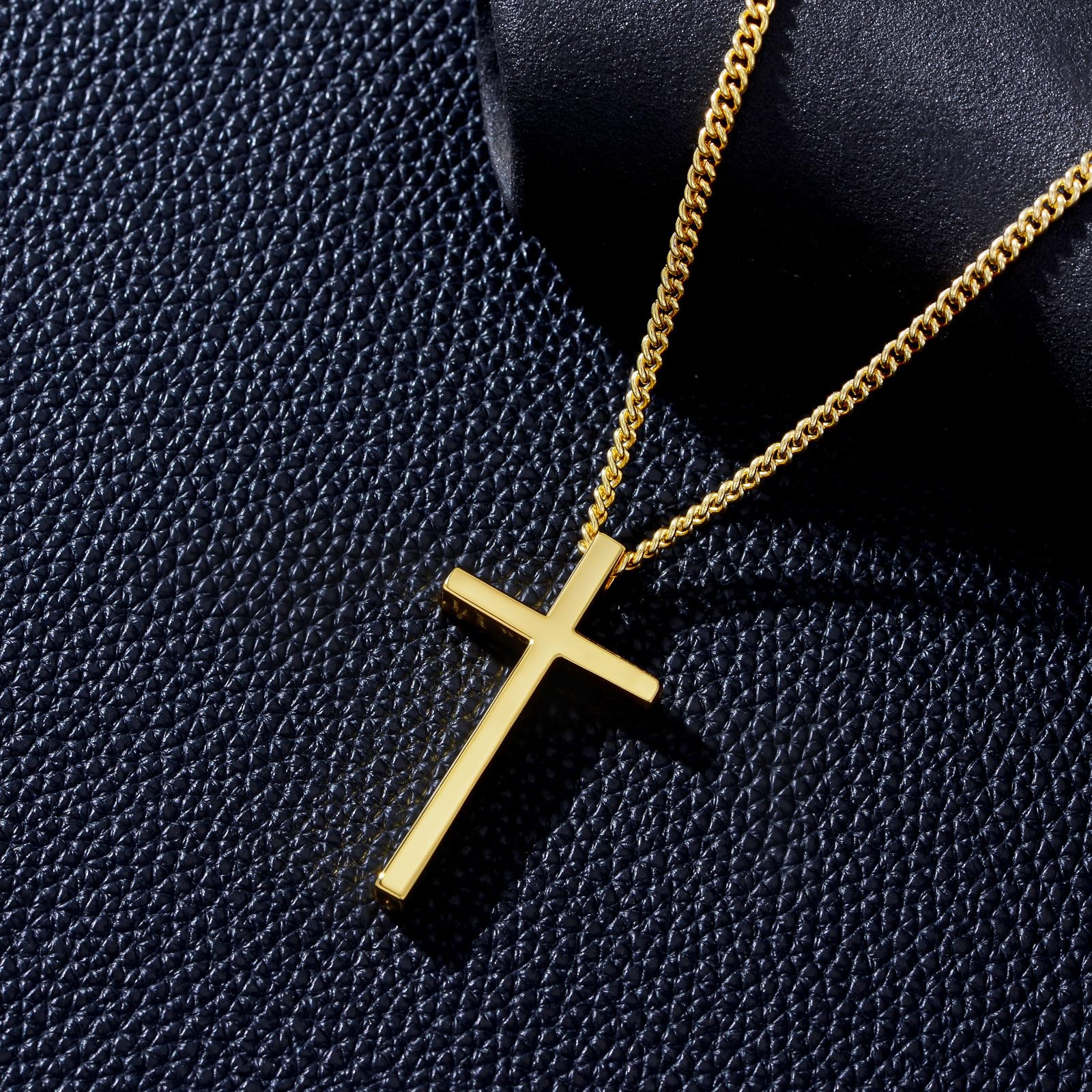 18K Gold Cross Necklace for Men Women Gold Cross Pendant with Bible Verse Minimalist Cross Christian Jewelry Religious Gifts