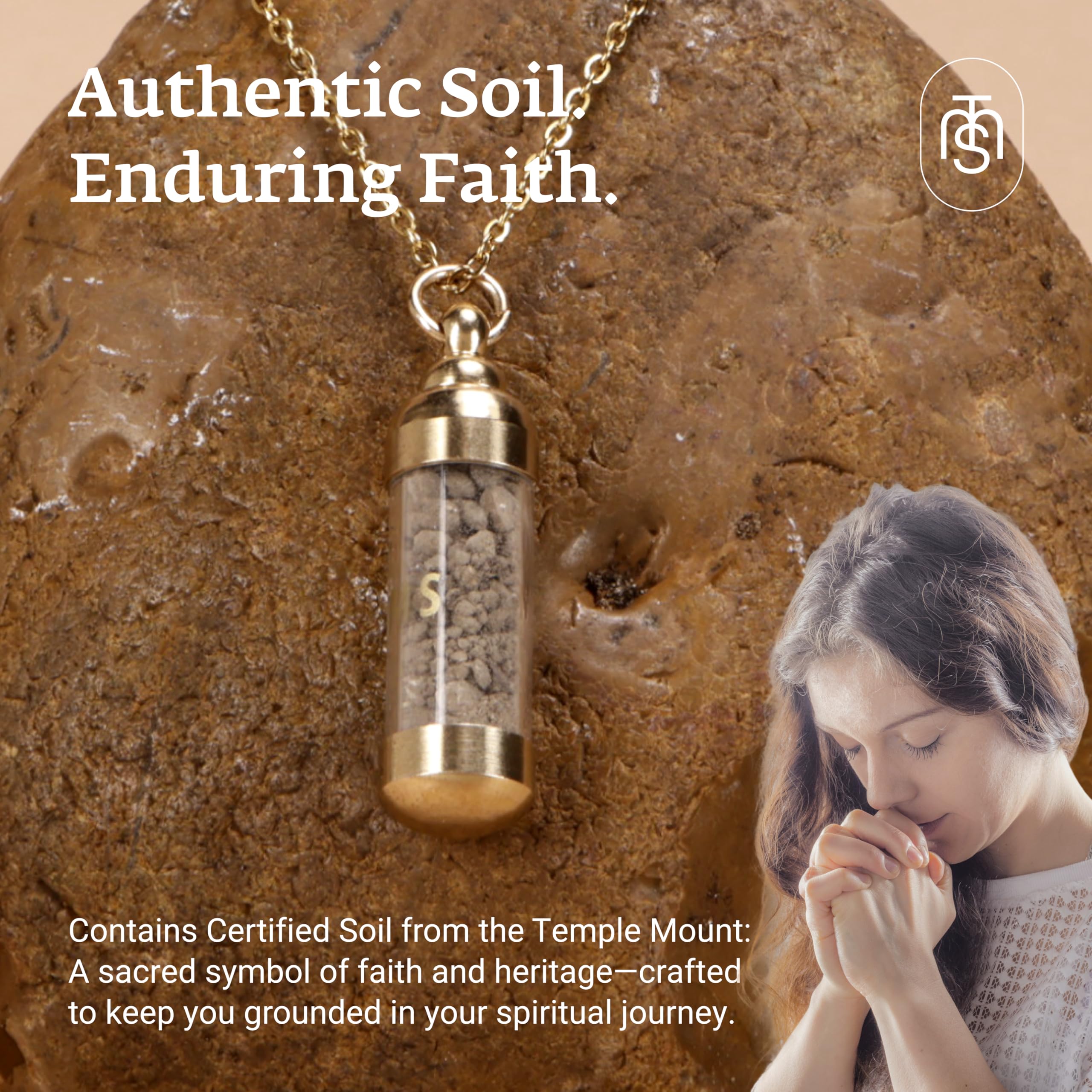 Authentic Temple Mount Christian Necklace for Women & Men – Expert-Certified Sacred Soil Jewelry, Rare Faith-Based Holy Land Soil Pendant from Jerusalem – Spiritual Religious Biblical Easter Gift