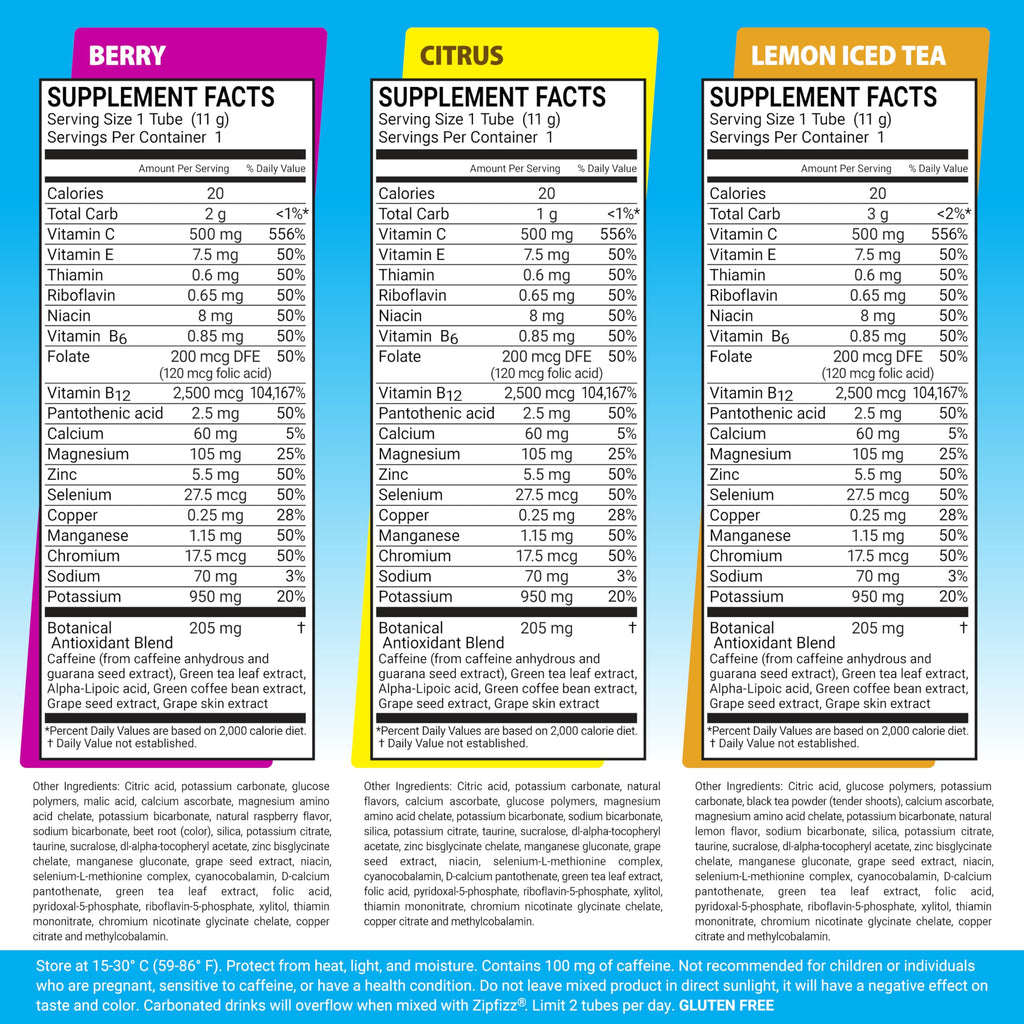 Zipfizz Daily Energy Drink Powder, Variety Pack, 15 Pack | 3-in-1 Sustained Energy, Rapid Hydration, and Essential Vitamins | Sugar-Free | Electrolyte Powder | Contains Vitamin B-12 & Antioxidants