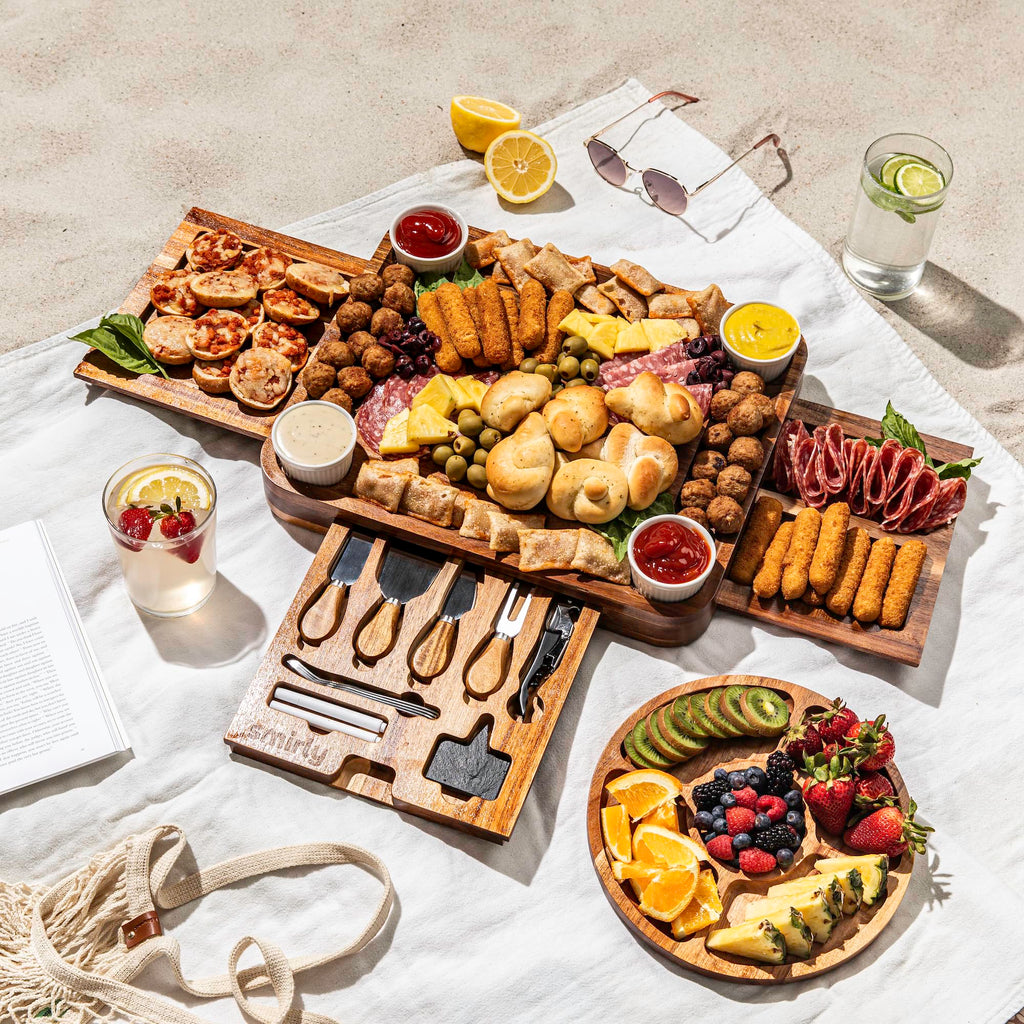 SMIRLY Charcuterie Boards Set - Large Bamboo Cheese Board Set - House Warming Gifts New Home, Wedding Gift for Couple, Bridal Shower Gift, Birthday Gifts for Women