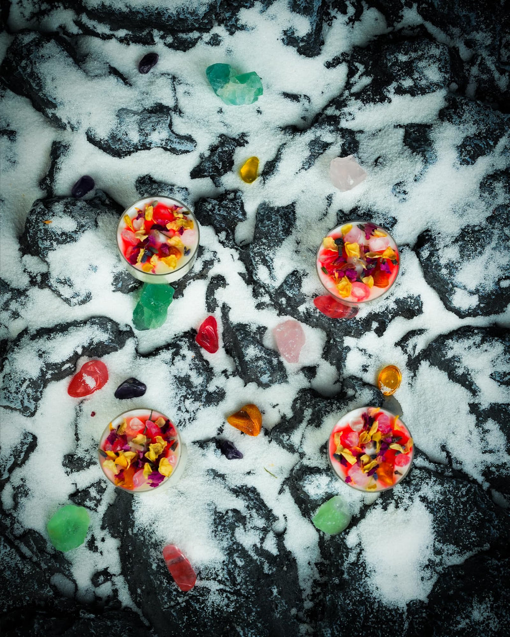 Tealight Soy Candles with Crystals and Herbs, Handmade Energy Candles, Aromatherapy Candles. (Mixed)