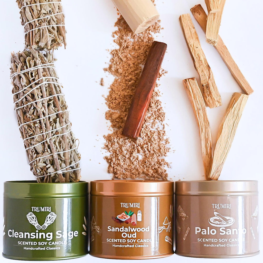 Sage Candle for Cleansing House Negative Energy Smudge Kit - 5oz Soy Wax Natural Clean Organic Non Toxic - Aromatherapy Spiritual Meditation Gifts - Long Lasting Highly Scented Candel with Crystals