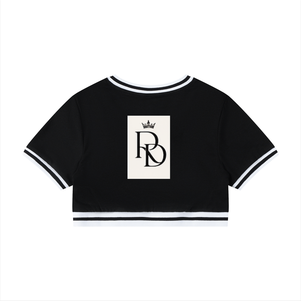 Women's Color Block V-Neck Crop T-Shirt