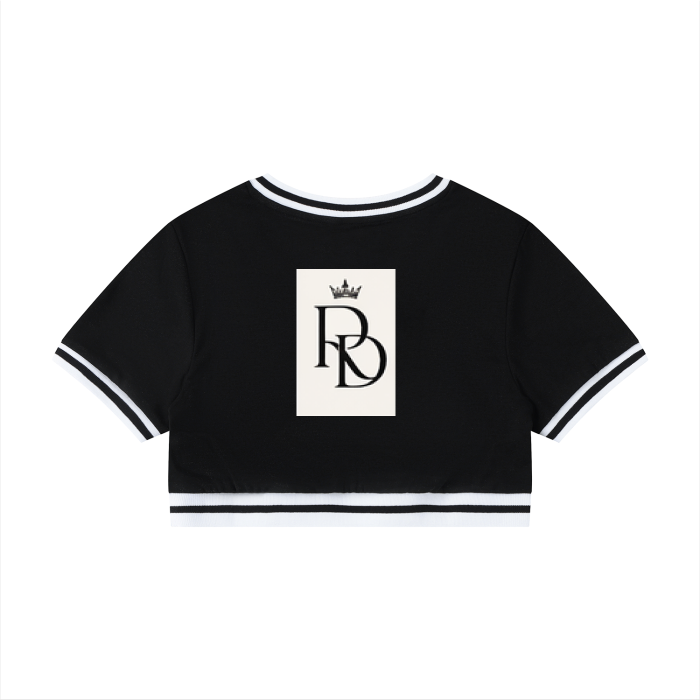 Women's Color Block V-Neck Crop T-Shirt