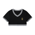Women's Color Block V-Neck Crop T-Shirt
