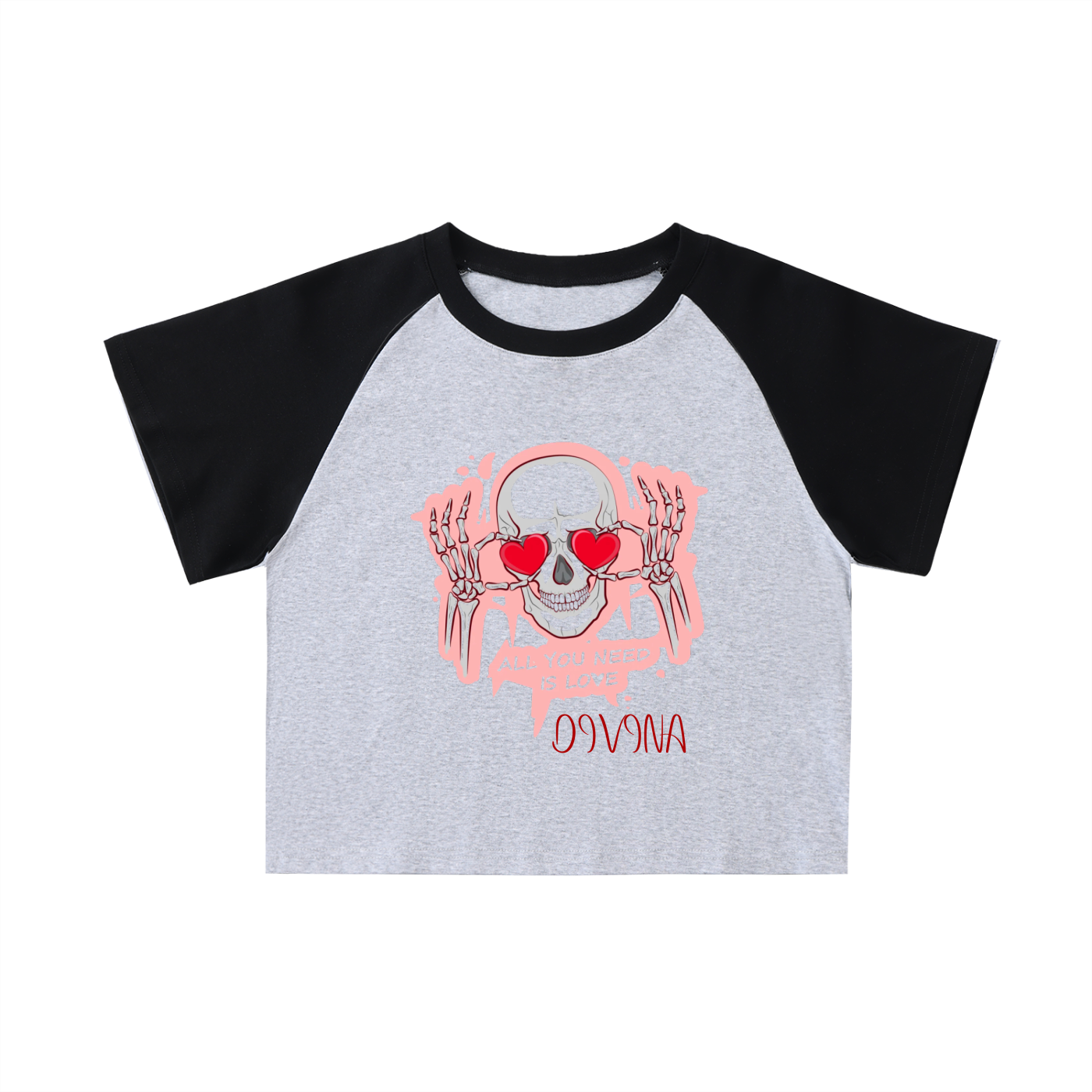 Color-Blocked Raglan Sleeve Crop Top